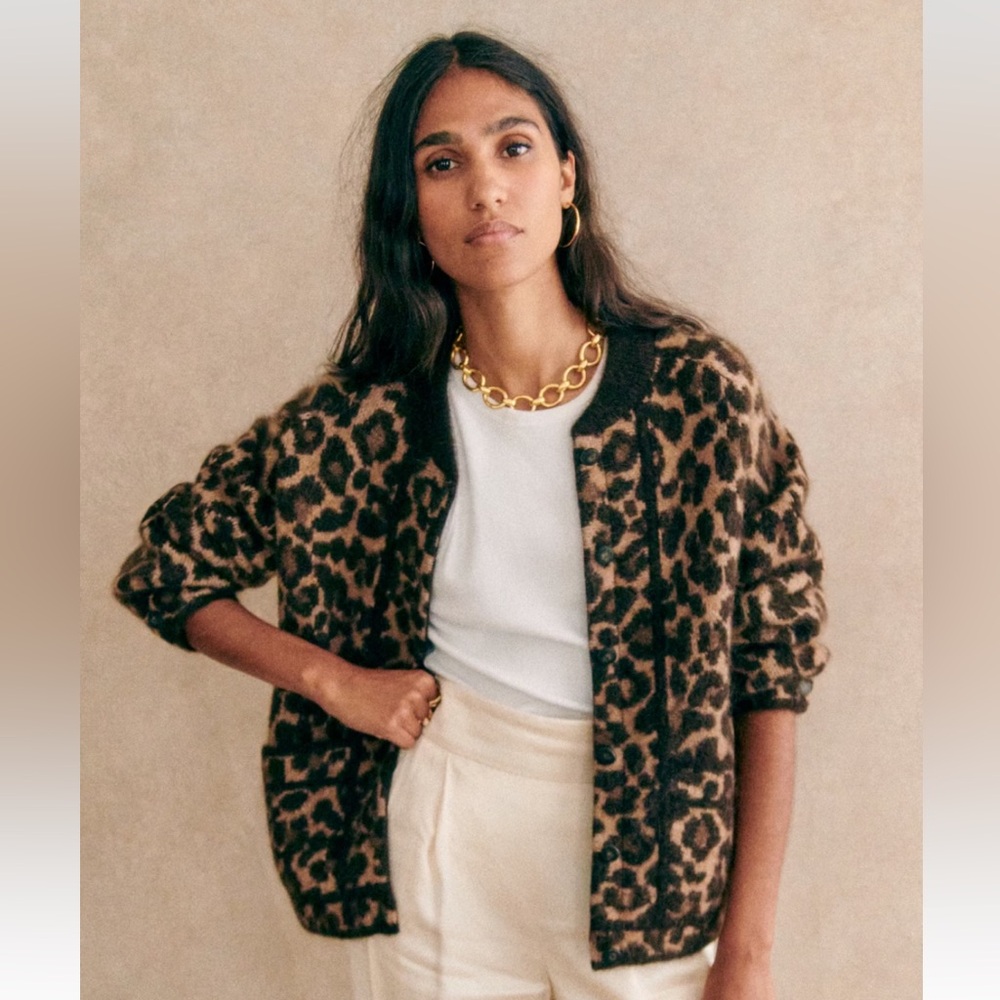 NWT Sezane Noah Jacket. Size XS. Leopard.